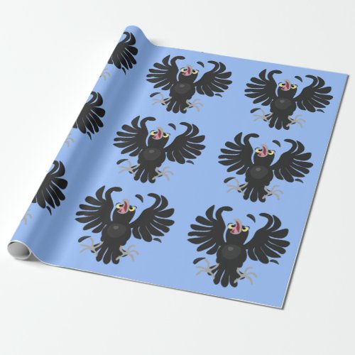 Funny crazy crow raven cartoon illustration wrapping paper