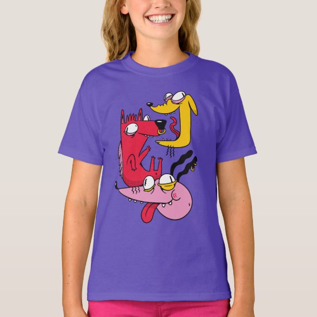 Funny Crazy Dogs Design T-Shirt (Front)