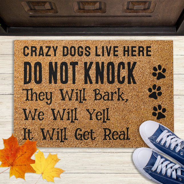 Funny Crazy Dogs Live Here Pet Dog Lover  Doormat (Creator Uploaded)