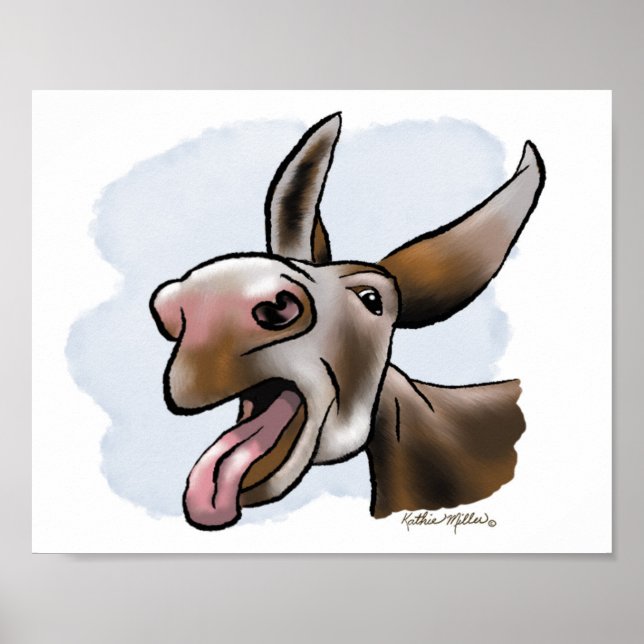 Funny Crazy Donkey Cartoon Poster (Front)