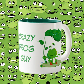 Funny Crazy Frog Guy Add Text Two-tone Coffee Mug by DoodlesGifts at Zazzle