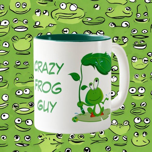 Funny Crazy frog guy add text Two_Tone Coffee Mug