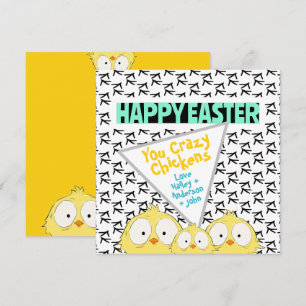 Funny Crazy Fun Happy Easter You Crazy Chickens Holiday Card