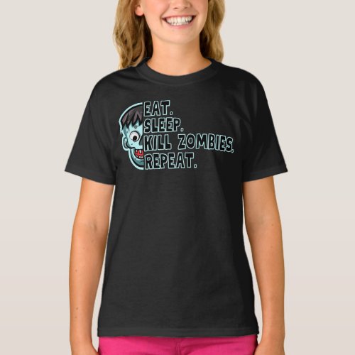 Funny Crazy Halloween Outfit Eat Sleep Repeat T_Shirt