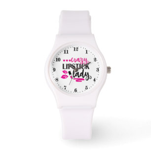 Funny crazy lipstick lady watch
