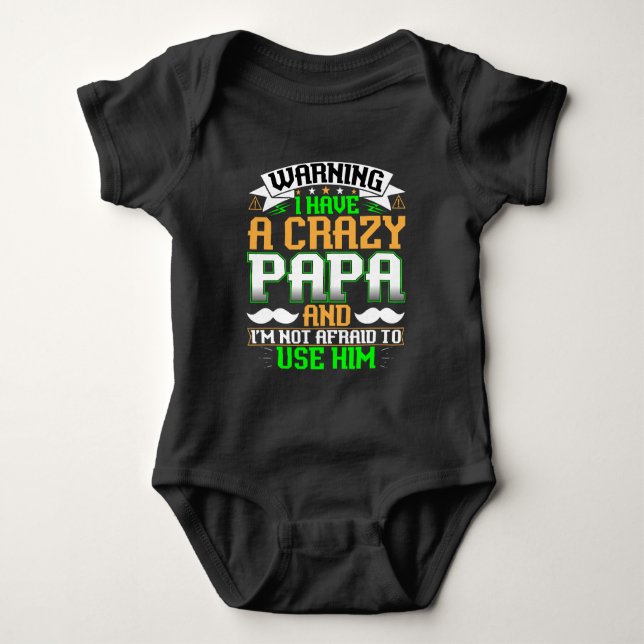 Funny Crazy Papa Baby Bodysuit (Front)