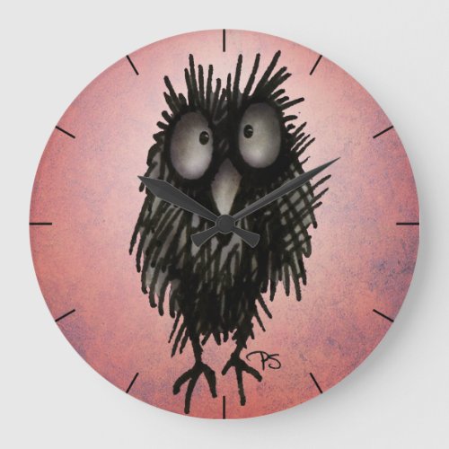 Funny Crazy Pink Night Owl Large Clock