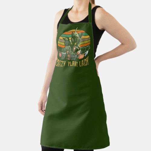 funny crazy plant lady gardening lovers apron