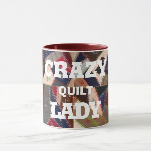 Funny Crazy Quilt Lady Vintage Patchwork Quilt Mug