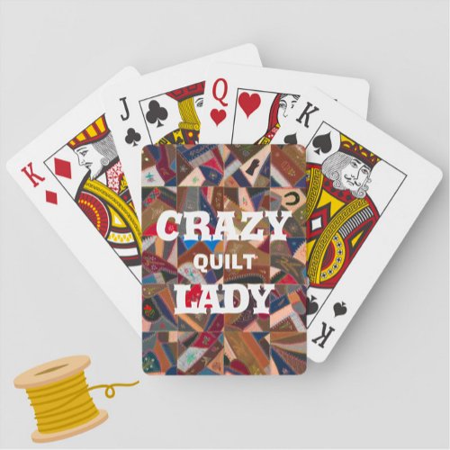 Funny Crazy Quilt Lady Vintage Patchwork Quilt Poker Cards