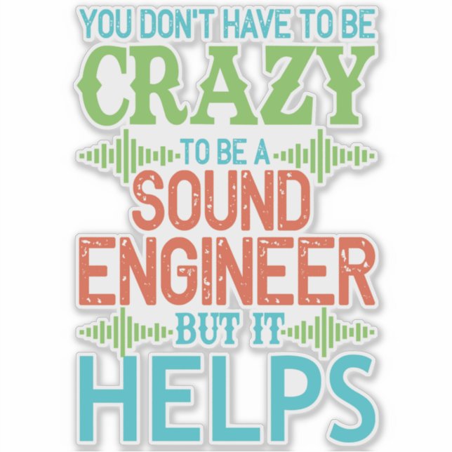 Funny crazy sound engineer colorful levels sticker (Front)