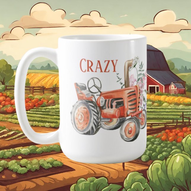 funny crazy tractor lady coffee mug (Creator Uploaded)