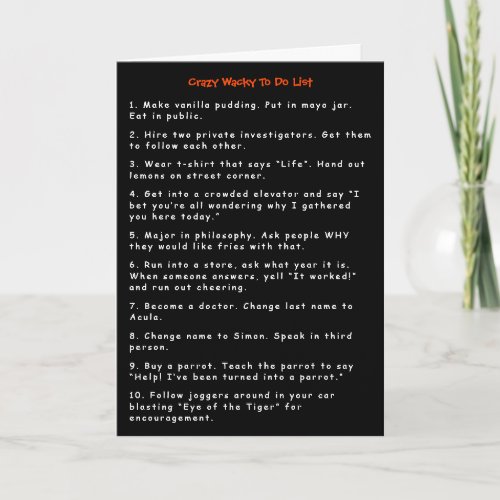 Funny Crazy Wacky New Year Pranks To Do List Humor Card