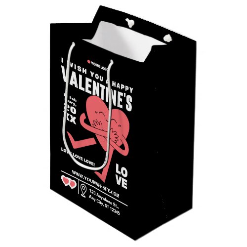 Funny Cream White Red Modern Valentines Day Medium Gift Bag