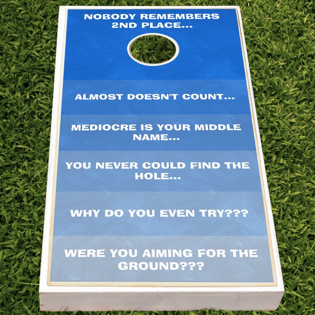 Funny Create Your Own Insults Party Game Blue (funny insults blue gradient cornhole set)