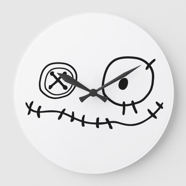funny creep cute monster cartoon character Hallowe Large Clock (Front)