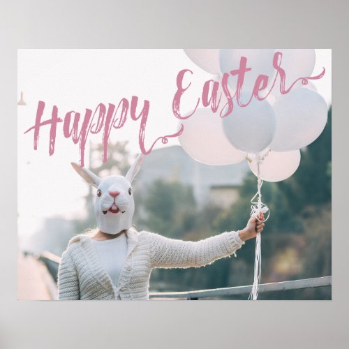 Funny Creepy Bunny Mask Happy Easter Poster