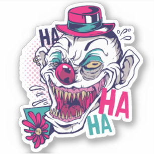 Funny Creepy Clown Laughing Horror Teen Graphics Sticker