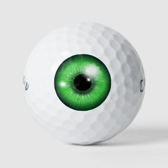 Funny Creepy Green Iris Eyeball Golf Balls (Front)