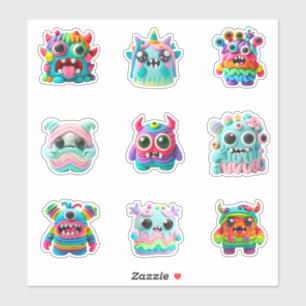 funny creepy kawaii monster pink red amazing big t sticker