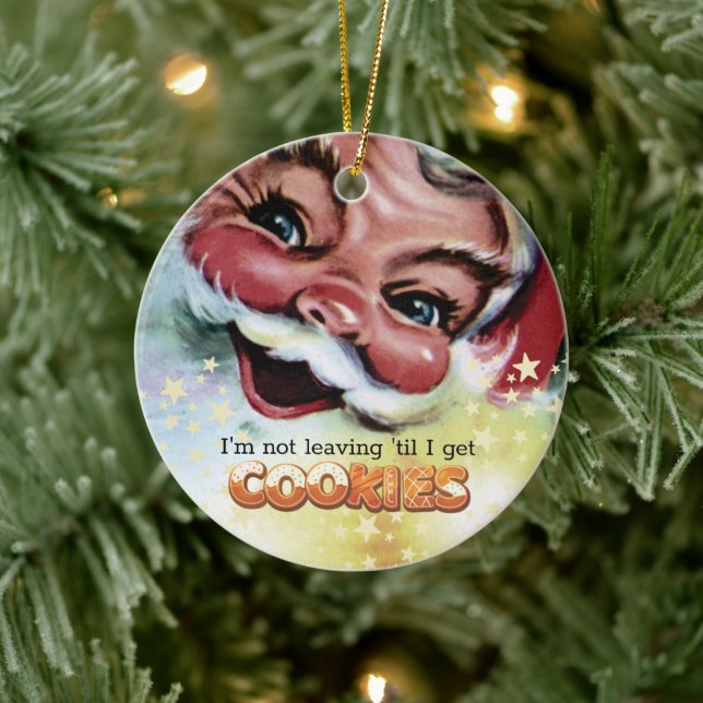 Funny creepy Santa Christmas cookies Ceramic Ornament (Tree)