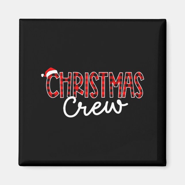 Funny Crew Santa Hat Christmas Red Plaid Xmas Fami Magnet (Front)