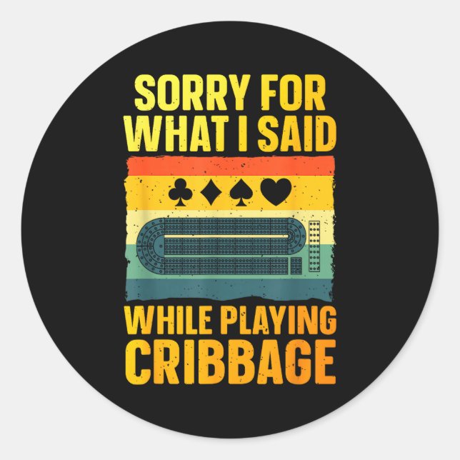 Funny Cribbage Art For Men Women Card Game Cribbag Classic Round Sticker (Front)