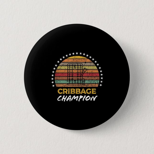 Funny Cribbage Champion, Winner Board Game Quote G Button (Front)