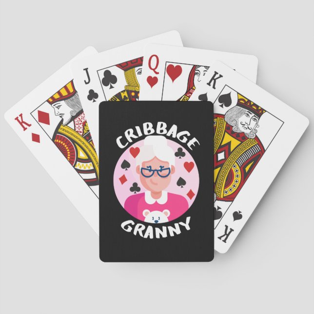 Funny Cribbage Granny  Poker Cards (Back)