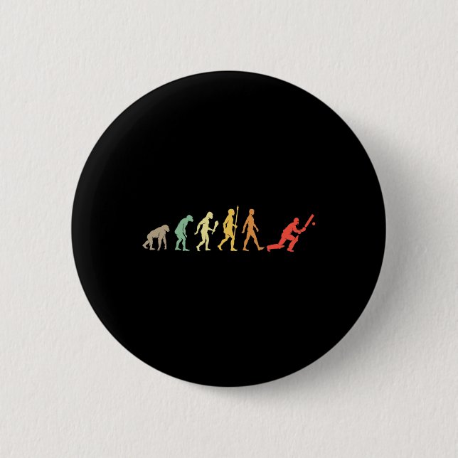 Funny Cricket Evolution Gift Vintage Cricket Playe Button (Front)