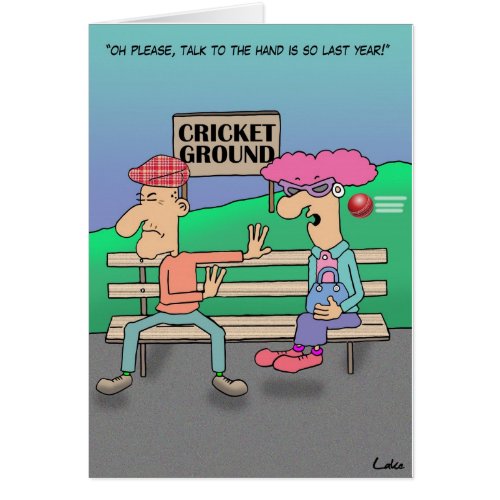 Funny Cricket Ground Cartoon Card