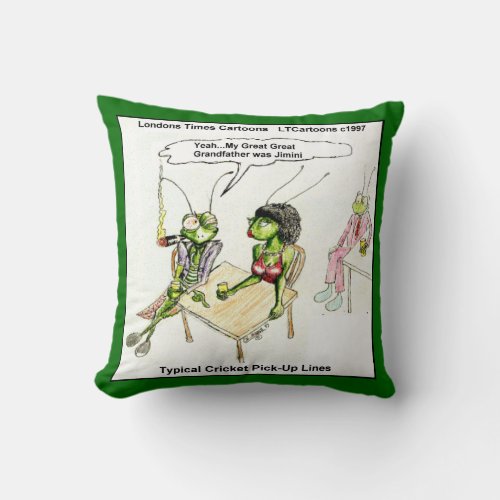 Funny Cricket Pick_Up Lines Cotton Throw Pillow