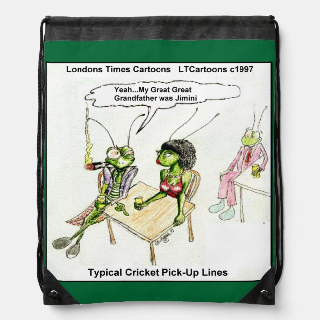 Funny Cricket Pick-Up Lines Drawstring Backpack (Front)