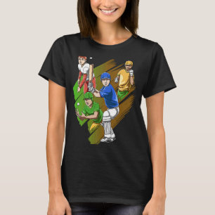 Funny Cricket Team Bat and Ball T-Shirt