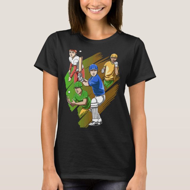 Funny Cricket Team Bat and Ball T-Shirt (Front)