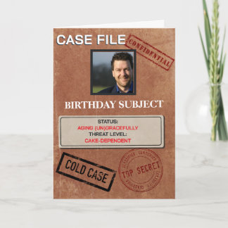 Funny Crime Case File Birthday Card | Dark Humor
