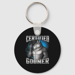 Funny Cringe Sigma Wolf Certified Gooner  Keychain