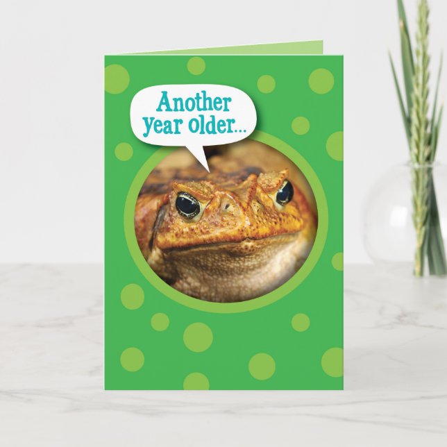 Funny Croaking Toad Birthday Greeting Card (Front)