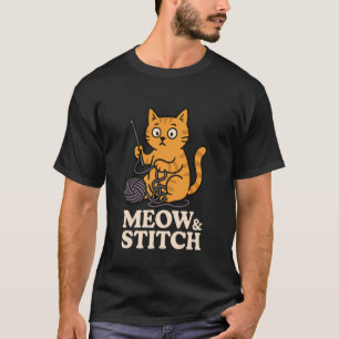 Funny Crochet Cat Mom Yarn Lover Pun Humor Handmad T-Shirt