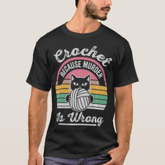 Funny Crochet Cat Yarn Retro Crocheting T-Shirt