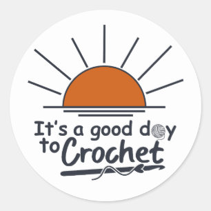 funny crochet classic round sticker