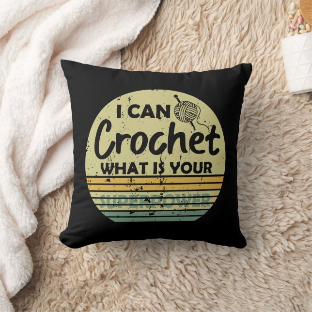 Funny Crochet Crocheting quote Throw Pillow (Blanket)