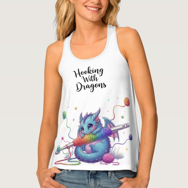 Funny Crochet Dragon - Fantasy Tank Top (Front)