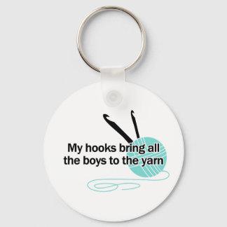 funny crochet humor crocheter hook yarn ball skein keychain