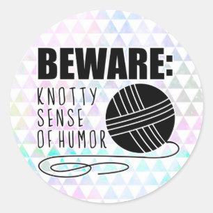 funny crochet knit humor knitting yarn ball skein classic round sticker