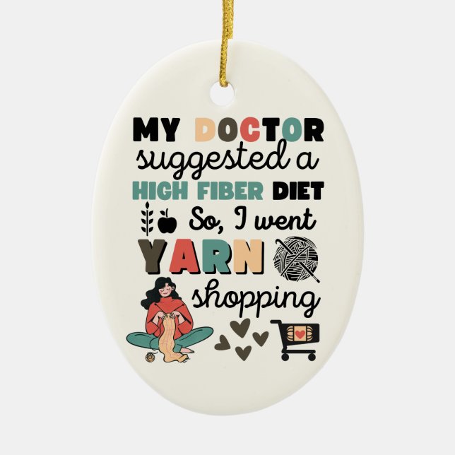 Funny Crochet Knitting gift, hook, yarn, humor Ceramic Ornament (Front)