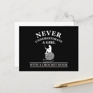 Funny crochet quote crocheters gift holiday postcard