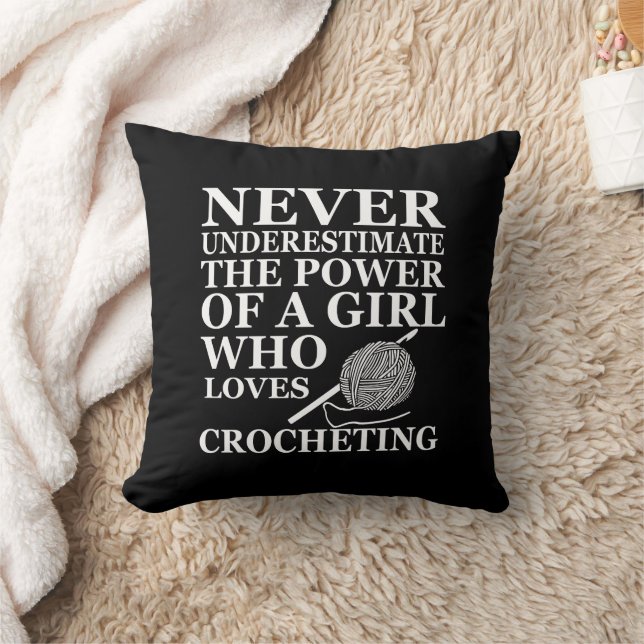Funny crochet quote crocheters gift throw pillow (Blanket)