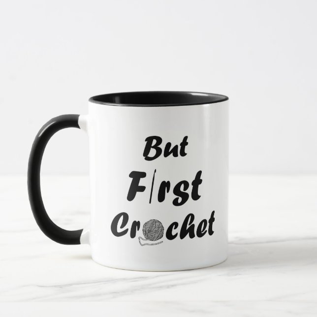 Funny crochet quote knitting saying gift mug (Left)