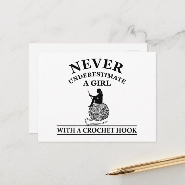 Funny crochet quotes crocheters gift holiday postcard (Front/Back In Situ)